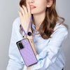 For Samsung Galaxy S20 FE 5G Rhombic Dual Buckle Card Slots Phone Case with Lanyard(Purple)