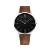 YAZOLE 506 Simple Large Scale Dial Men Business Quartz Watch(Silver Shell Black Tray Brown Belt)