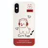 For iPhone XS Max Skin Feeling Jelly TPU Hybrid PC Phone Case(Earphones Dog White)