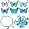10pcs / Set Butterfly Charms Earrings Necklace Bracelet Accessories DIY Material(Transparent Blue)