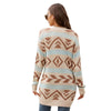 Autumn and Winter Female Diamond Loose Knitted Cardigan Jacquard Medium-length Sweater Jacket, Size: M(Brown)