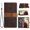 For Samsung Galaxy A03 Grid Stitching Leather Phone Case with Lanyard(Brown)