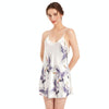Sexy V-neck Crane Pattern Short Sling Skirt Pajamas, Size:S(White)