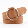 Casual Needleless Round Buckle Wide  PU Leather Belt for Women, Belt Length:103cm(light tan)