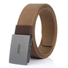 AWMN Men Nylon Canvas Cargo Jeans Casual Buckle Belt, Length: 120cm(Black Buckle Brown)