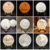 Customized Touch Switch 3-color 3D Print Moon Lamp USB Charging Energy-saving LED Night Light with Wooden Holder Base, Diameter:8cm