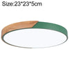 Wood Macaron LED Round Ceiling Lamp, Stepless Dimming, Size:23cm(Green)