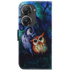 For Asus Zenfone 9 Coloured Drawing Leather Phone Case(Oil Painting Owl)