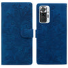 For Redmi Note 10 Pro 4G Lace Floral Embossed Magnetic Buckle PU Phone Case With Wrist Strap(Blue)