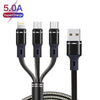 XJ-76 40W 5A 3 in 1 USB to 8 Pin + Type-C + Micro USB Super Flash Charging Cable, Length: 1.18m(Colour)