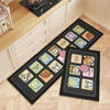 40 x 60cm+40 x 120cm 2pcs / Set Household Kitchen Oil-Absorbing Cartoon Pad Bathroom Non-Slip Quick-Drying Mat(Candy World-Black)