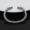 Men Wristband Cuff Dragon-Head Viking Bracelet Jewelry Fashion Accessories(Antique Silver Plated)