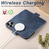For iPhone 15 Pro Max Suteni J07 Multi-functional Horizontal MagSafe Denim Leather Phone Case(Blue)
