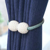 Fashion Adornments Pearl Magnetic Buckle Curtain Strap(Navy Blue)