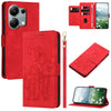 For Redmi Note 13 Pro 5G Tulips Embossed Leather Phone Case with Lanyard(Red)