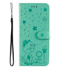 For Samsung Galaxy A26 5G Global Cat Bee Embossing Pattern Shockproof Leather Case(Green)
