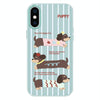 For iPhone XS Max Skin Feeling Jelly TPU Hybrid PC Phone Case(Striped Dachshund Light Green)