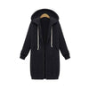 Women Hooded Long Sleeved Sweater In The Long Coat, Size:S(Black)