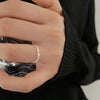 925 Sterling Silver Ladies Irregular Crystal Onyx Open Ring, Specification:J1893