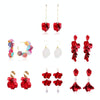 Long Exaggerated Fabric Art Handmade Petal Earrings, Color: E1910-2 4 Shorts Model