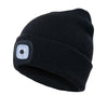 Unisex Warm Winter Polyacrylonitrile Knit Hat Adult Head Cap with 4 LED Lights, Button Battery (Black)