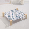 Cat Bed, Wooden, White, 47x52cm, Washable Cushion