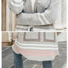 Female Windbreaker Jacket Striped Hooded Plaid Knit Cardigan, Size: L(Grey)