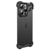 For iPhone 15 Pro Frameless Metal Corner Pad Phone Case with Lens Film(Black)
