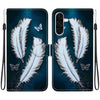 For Samsung Galaxy A36 / A56 5G Crystal Texture Colored Drawing Leather Phone Case(White Butterfly Feathers)