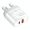 LDNIO Q229 QC3.0 / PD20W USB + Type-C Fast Charger with 1m USB to 8 Pin Cable, Plug Type:UK Plug(White)