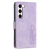For Samsung Galaxy S23+ 5G Tulips Embossed Leather Phone Case with Lanyard(Purple)