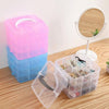 3 Layer Detachable Jewelry Storage Box Plastic Handheld Cosmetic Storage Box(Blue)