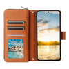 For Samsung Galaxy S23 FE 5G Nine-card Slots Zipper Wallet Bag Leather Phone Case(Brown)