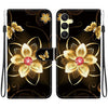 For Samsung Galaxy A25 5G Crystal Texture Colored Drawing Leather Phone Case(Gold Flower)