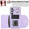 For Samsung Galaxy S25 5G Ring Holder Card Bag Skin Feel Phone Case(Purple)
