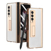 For Samsung Galaxy Z Fold3 5G Electroplated Hinge Pen Slot Kevlar Phone Case(White)