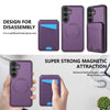 For Samsung Galaxy A15 Skin Feel Detachable Card Bag Magsafe Phone Case(Purple)