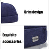 G12788 Iron Mark Street Melon Skullcap Retro Flanged Landlord Hat without Eaves, Size: 58cm(Dark Blue)