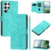 For Samsung Galaxy S23 Ultra 5G Tulips Embossed Leather Phone Case with Lanyard(Green)