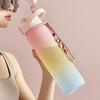 1000ml Large Capacity Gradient ColorsPlastic Sports Water Cup(Silver Gray)