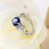 Crystal Vine Leaf Design Engagement Ring Fashion For Women Jewelry, Ring Size:6(Blue)