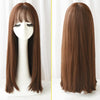 Realistic Long Straight Hair Wig Synthetic Fiber Headgear For Women, Style:Long Chocolate 67CM