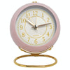 Round Metal Clock Silent Children Electronic Alarm Clock with Light(Pink)