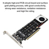 PCI-E X16 to M.2 M-key NVME X4 SSD RAID Array Expansion Adapter Support 2242/2260/2280/22110(PH44Plus)