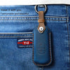 For Mazda Old Style Hallmo Car Cowhide Leather Key Protective Cover Key Case, Two Keys Version(Blue)