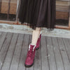 Ladies Cotton Shoes Plus Velvet Snow Boots, Size:37(Red Wine)