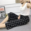 Wide Leg Pants Female Summer High Waist Was Thin Ladies Casual Pants, Size: M(Black White Strips)