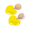 Peach Heart Earrings Retro Series Acrylic Stud Earrings for Women(Yellow)