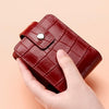 Simple Cowhide Crocodile Pattern Lipstick Bag Storage Portable Makeup Bag With Mirror(Black)