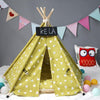 Large Yellow Canvas Pet Teepee Tent Bed with Cushion (60x60x70cm)